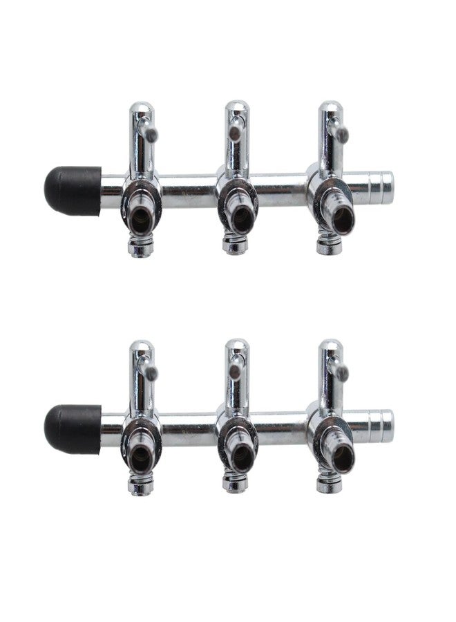 TAODAN 2PCS 3-Way Aquarium Metal Gang Manifold Air Line Control Valve Air Tap Air Splitter Stainless Steel Air Flow Splitter Pump Lever Valve - Image 1